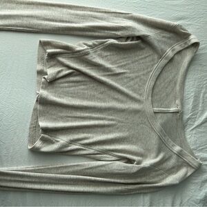 Women's Gray Ribbed Long Sleeve Top